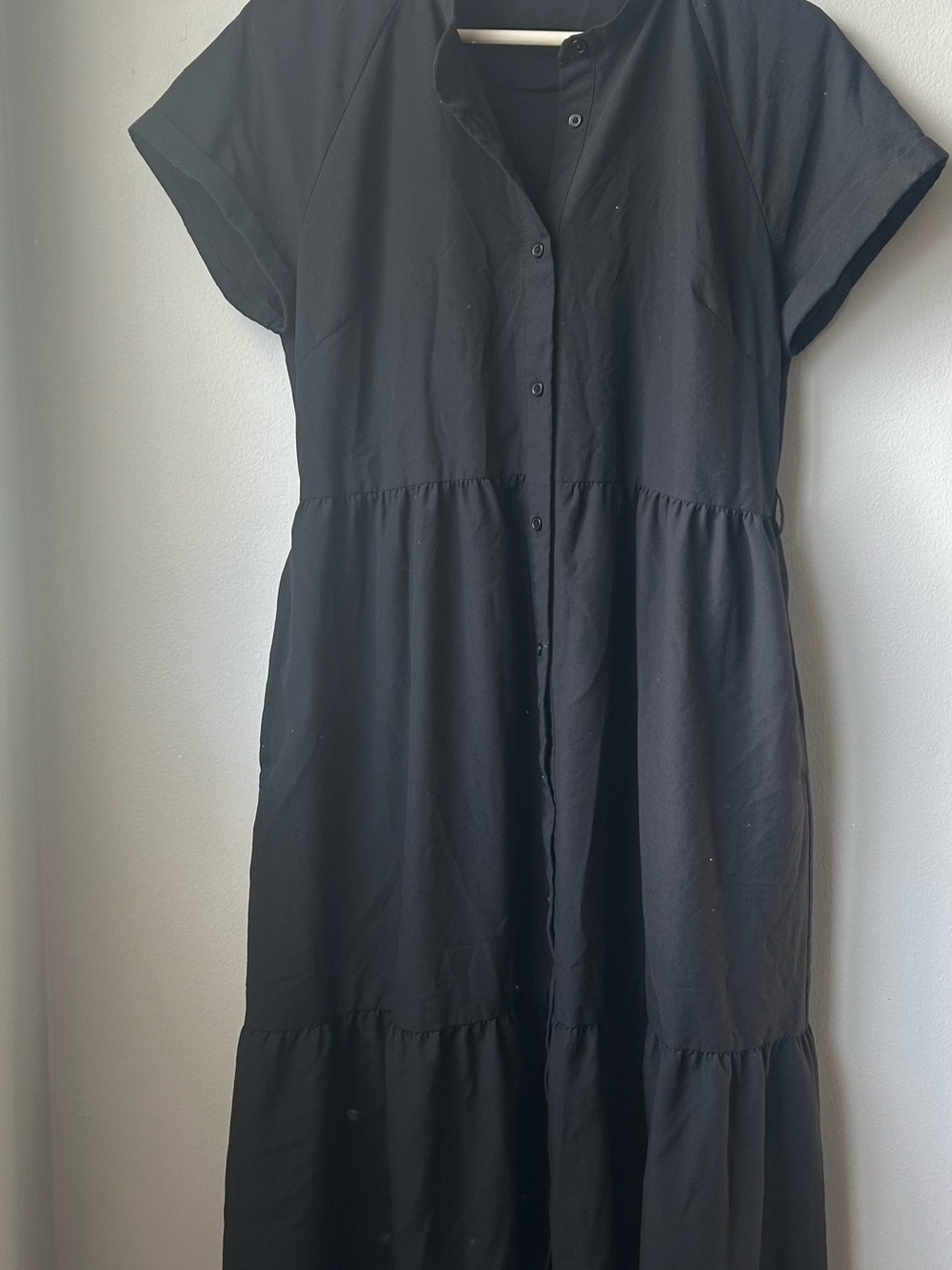 Classic Black Button-Front Maxi Dress